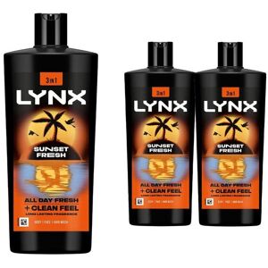 Lynx Men's XXL 'Body Wash' Sunset Fresh 72H Sweat Protection 700ml, 3 Pack in Black Black Lynx Men's XXL 'Body Wash' Sunset Fresh 72H Sweat Protection 700ml, 3 Pack in Black Black