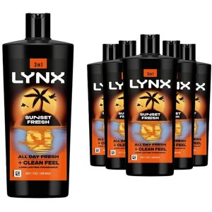 Lynx Men's XXL 'Body Wash' Sunset Fresh 72H Sweat Protection 700ml, 6 Pack in Black Black Lynx Men's XXL 'Body Wash' Sunset Fresh 72H Sweat Protection 700ml, 6 Pack in Black Black