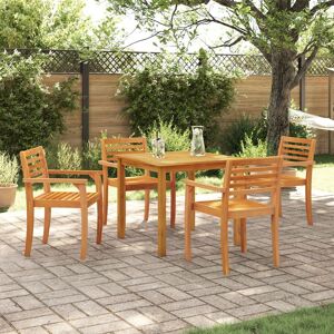 Berkfield Home 5 Piece Garden Dining Set Made of Solid Acacia Wood in Brown Brown Berkfield Home 5 Piece Garden Dining Set Made of Solid Acacia Wood in Brown Brown