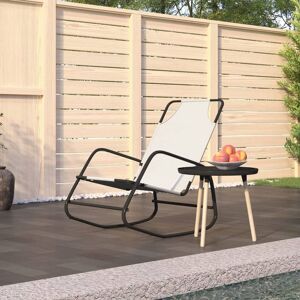 Berkfield Home Rocking Sun Lounger Cream Steel & Textilene in Beige Beige Berkfield Home Rocking Sun Lounger Cream Steel & Textilene in Beige Beige