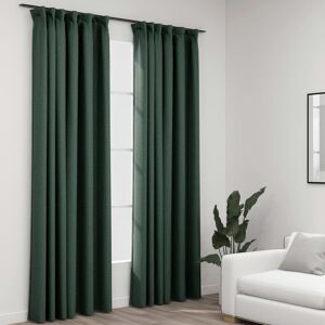 Berkfield Home Linen-Look Blackout Curtains with Hooks 2 pcs Green 140x225 cm Green 140x225 cm Berkfield Home Linen-Look Blackout Curtains with Hooks 2 pcs Green 140x225 cm Green 140x225 cm