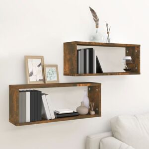 Berkfield Home Wall Cube Shelves 2 pcs Smoked Oak 60x15x23 cm Engineered Wood in Brown Size: 60 x 15 x 23 cm Brown 60 x 15 x 23 cm Berkfield Home Wall Cube Shelves 2 pcs Smoked Oak 60x15x23 cm Engineered Wood in Brown Size: 60 x 15 x 23 cm Brown 60 x 15 x 23 cm
