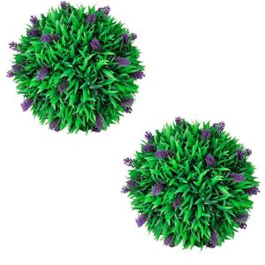 Berkfield Home Set of 2 Artificial Boxwood Ball with Lavender 30 cm in Green Green Berkfield Home Set of 2 Artificial Boxwood Ball with Lavender 30 cm in Green Green