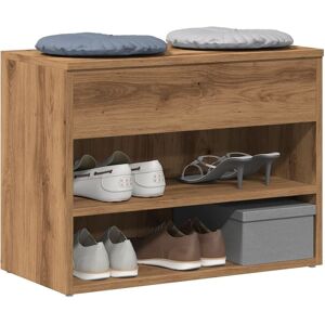 Berkfield Home Shoe Bench Artisan Oak 60x30x45 cm Engineered Wood in Brown Size: 60 x 30 x 45 cm Brown 60 x 30 x 45 cm Berkfield Home Shoe Bench Artisan Oak 60x30x45 cm Engineered Wood in Brown Size: 60 x 30 x 45 cm Brown 60 x 30 x 45 cm