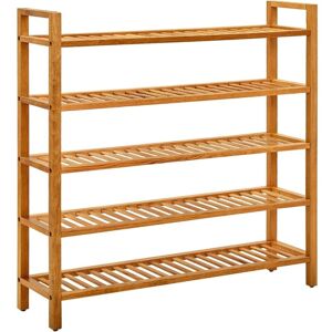 Berkfield Home Shoe Rack with 5 Shelves 100x27x100 cm Solid Oak Wood in Brown Size: 100 x 27 x 100 cm Brown 100 x 27 x 100 cm Berkfield Home Shoe Rack with 5 Shelves 100x27x100 cm Solid Oak Wood in Brown Size: 100 x 27 x 100 cm Brown 100 x 27 x 100 cm