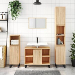 Berkfield Home Bathroom Cabinet Sonoma Oak 80x33x60 cm Engineered Wood in Brown Size: 80 x 33 x 60 cm Brown 80 x 33 x 60 cm Berkfield Home Bathroom Cabinet Sonoma Oak 80x33x60 cm Engineered Wood in Brown Size: 80 x 33 x 60 cm Brown 80 x 33 x 60 cm