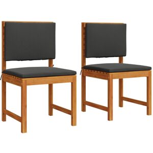 Berkfield Home Garden Chairs without Arms with Cushions - Set of 2 - Solid Acacia Wood Multicolor Berkfield Home Garden Chairs without Arms with Cushions - Set of 2 - Solid Acacia Wood Multicolor