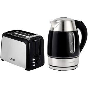 Geepas 1.7L Illuminating Kettle & Toaster Set in Black Black Geepas 1.7L Illuminating Kettle & Toaster Set in Black Black