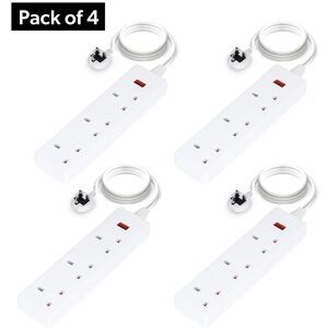 Geepas 3 Gang Extension Lead, 2M Cable with Indicator Light in White White Geepas 3 Gang Extension Lead, 2M Cable with Indicator Light in White White