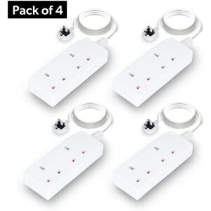 Geepas 2 Gang Extension Lead, 2M Cable in White White Geepas 2 Gang Extension Lead, 2M Cable in White White
