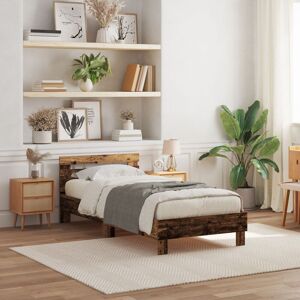 Berkfield Home Bed Frame with LED Lights Old Wood 75x190 cm Engineered Wood in Brown Brown 75x190 cm Berkfield Home Bed Frame with LED Lights Old Wood 75x190 cm Engineered Wood in Brown Brown 75x190 cm