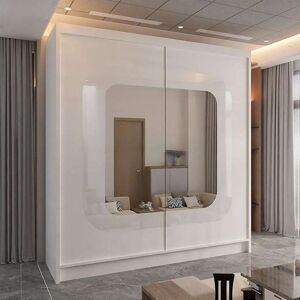 Sliding Wardrobes 4U Chenai Sliding Double Door Wardrobe with Black Strip 203cm X 217cm in White Size: 203 cm X 217 cm White 203 cm X 217 cm Sliding Wardrobes 4U Chenai Sliding Double Door Wardrobe with Black Strip 203cm X 217cm in White Size: 203 cm X 217 cm White 203 cm X 217 cm