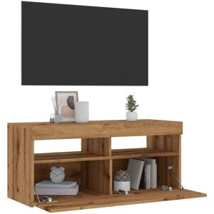 Berkfield Home TV Cabinet with LED Lights Artisan Oak 90x35x40 cm Engineered Wood in Brown Size: 90 x 35 x 40 cm Brown 90 x 35 x 40 cm Berkfield Home TV Cabinet with LED Lights Artisan Oak 90x35x40 cm Engineered Wood in Brown Size: 90 x 35 x 40 cm Brown 90 x 35 x 40 cm