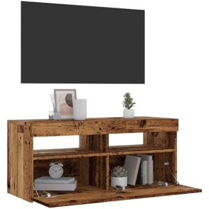 Berkfield Home TV Cabinet with LED Lights Old Wood 90x35x40 cm Engineered Wood in Brown Size: 90 x 35 x 40 cm Brown 90 x 35 x 40 cm Berkfield Home TV Cabinet with LED Lights Old Wood 90x35x40 cm Engineered Wood in Brown Size: 90 x 35 x 40 cm Brown 90 x 35 x 40 cm