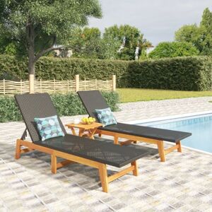 Berkfield Home Sun Loungers 2 pcs Black & Brown Poly Rattan&Solid Wood Acacia Black Berkfield Home Sun Loungers 2 pcs Black & Brown Poly Rattan&Solid Wood Acacia Black