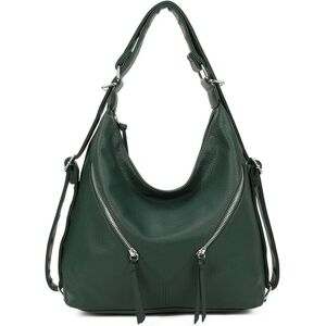 Fontanella Fashion Women's Mim PU Leather Hobo Shoulder Bag Convertible Backpack in Emerald Emerald One Size Fontanella Fashion Women's Mim PU Leather Hobo Shoulder Bag Convertible Backpack in Emerald Emerald One Size