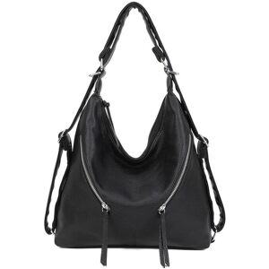 Fontanella Fashion Women's Mim PU Leather Hobo Shoulder Bag Convertible Backpack in Black Black One Size Fontanella Fashion Women's Mim PU Leather Hobo Shoulder Bag Convertible Backpack in Black Black One Size