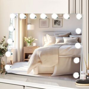 INMTFEI 'Hollywood Vanity Makeup Mirror' 15 LED Bulbs 58x46cm Adjustable stand in White Size: 58x46 cm White 58x46 cm INMTFEI 'Hollywood Vanity Makeup Mirror' 15 LED Bulbs 58x46cm Adjustable stand in White Size: 58x46 cm White 58x46 cm