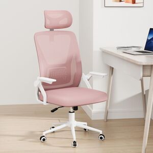 Rattantree Ergonomic Mesh Office Chair with Headrest & Flip-up Armrests in Pink Pink Rattantree Ergonomic Mesh Office Chair with Headrest & Flip-up Armrests in Pink Pink