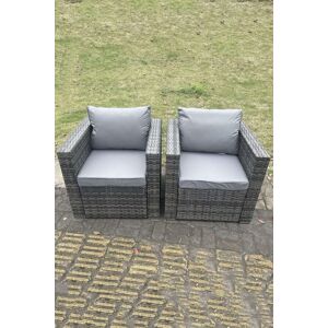 Fimous 2 PC Outdoor Rattan Arm Sofa Chair Garden Furniture With Seat & Back Cushion Dark Grey Mixed Dark Grey Fimous 2 PC Outdoor Rattan Arm Sofa Chair Garden Furniture With Seat & Back Cushion Dark Grey Mixed Dark Grey