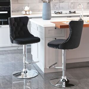 HomeTouch Vero Set of 2 Luxury Velvet Bar Stools Adjustable Swivel Breakfast Barstools Bar Chairs for Counter Kitchen Island in Black Size: 2 Pack Black 2 Pack HomeTouch Vero Set of 2 Luxury Velvet Bar Stools Adjustable Swivel Breakfast Barstools Bar Chairs for Counter Kitchen Island in Black Size: 2 Pack Black 2 Pack