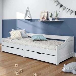 Berkfield Home Day Bed with 2 Drawers IRUN White 90x200 cm Solid Wood Pine White 90x200 cm Berkfield Home Day Bed with 2 Drawers IRUN White 90x200 cm Solid Wood Pine White 90x200 cm