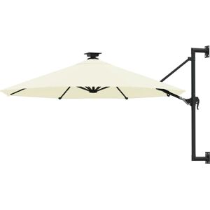 Berkfield Home Wall-mounted Parasol with LEDs & Metal Pole 300 cm Sand in Beige Beige Berkfield Home Wall-mounted Parasol with LEDs & Metal Pole 300 cm Sand in Beige Beige