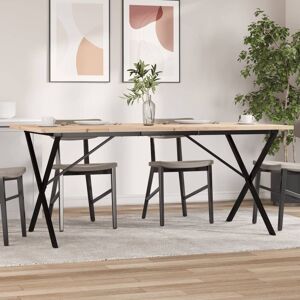 Berkfield Home Dining Table X-Frame 180x90x75.5 cm Solid Wood Pine & Steel in Brown Brown 180x90x75.5 cm Berkfield Home Dining Table X-Frame 180x90x75.5 cm Solid Wood Pine & Steel in Brown Brown 180x90x75.5 cm