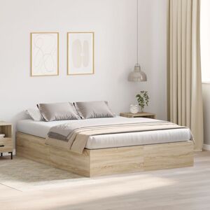 Berkfield Home Bed with Storage Sonoma oak Engineered wood 140 x 200 cm Sturdy in Brown Brown 140 x 200 cm Berkfield Home Bed with Storage Sonoma oak Engineered wood 140 x 200 cm Sturdy in Brown Brown 140 x 200 cm