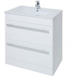 Clifton White Bathroom 2-Drawer Standing Unit with Ceramic Basin 80cm Wide White Clifton White Bathroom 2-Drawer Standing Unit with Ceramic Basin 80cm Wide White