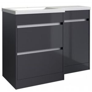 Clifton Grey Gloss Left Hand 2 Drawer Combo Unit with L Shape Basin 1.1m Wide Grey Clifton Grey Gloss Left Hand 2 Drawer Combo Unit with L Shape Basin 1.1m Wide Grey