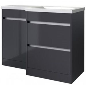 Clifton Grey Gloss Right Hand 2 Drawer Combo Unit with L Shape Basin 1.1m Wide Grey Clifton Grey Gloss Right Hand 2 Drawer Combo Unit with L Shape Basin 1.1m Wide Grey