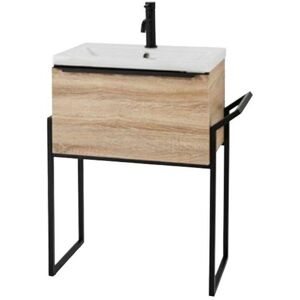 Clifton Sonoma Oak 60cm Wall Hung Drawer Unit Ceramic Basin & Frame in Light Oak Light Oak Clifton Sonoma Oak 60cm Wall Hung Drawer Unit Ceramic Basin & Frame in Light Oak Light Oak