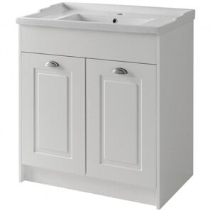 Clifton White Bathroom Standing 2 Door Unit & Ceramic Basin 80cm White Clifton White Bathroom Standing 2 Door Unit & Ceramic Basin 80cm White