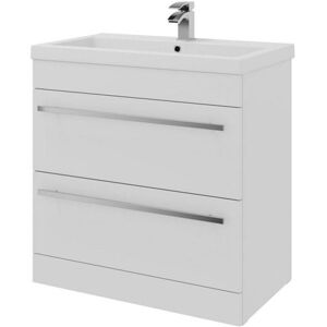 Clifton White Bathroom 2 Drawer Standing Unit with Ceramic Basin 80cm Wide White Clifton White Bathroom 2 Drawer Standing Unit with Ceramic Basin 80cm Wide White