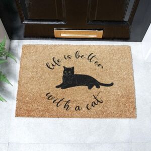 Artsy Mats Life Is Better With A Cat Doormat (60 x 40cm) in Brown Size: 40 cm x 60 cm Brown 40 cm x 60 cm Artsy Mats Life Is Better With A Cat Doormat (60 x 40cm) in Brown Size: 40 cm x 60 cm Brown 40 cm x 60 cm
