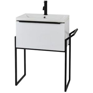 Clifton White Gloss60cm Wall Hung Drawer Unit Ceramic Basin & Frame White Clifton White Gloss60cm Wall Hung Drawer Unit Ceramic Basin & Frame White