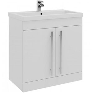 Clifton White Bathroom 2 Door Standing Unit with Ceramic Basin 80cm Wide White Clifton White Bathroom 2 Door Standing Unit with Ceramic Basin 80cm Wide White