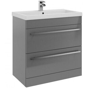 Clifton Grey Gloss 2 Drawer Standing Unit with Ceramic Basin 80cm Wide Grey Clifton Grey Gloss 2 Drawer Standing Unit with Ceramic Basin 80cm Wide Grey
