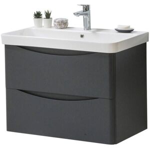 Clifton Matt Graphite Bathroom Wall Hung 2 Drawer Unit with Basin 80cm Wide in Dark Grey Dark Grey Clifton Matt Graphite Bathroom Wall Hung 2 Drawer Unit with Basin 80cm Wide in Dark Grey Dark Grey