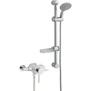 Clifton Chrome Exposed Mixer Shower with Adjustable Wall Hung Slide Rail Kit in Silver Silver Clifton Chrome Exposed Mixer Shower with Adjustable Wall Hung Slide Rail Kit in Silver Silver