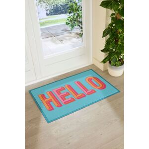 Artsy Mats Blue Hello Indoor Outdoor Doormat (90 x 60cm) Size: 90 cm x 60 cm Blue 90 cm x 60 cm Artsy Mats Blue Hello Indoor Outdoor Doormat (90 x 60cm) Size: 90 cm x 60 cm Blue 90 cm x 60 cm
