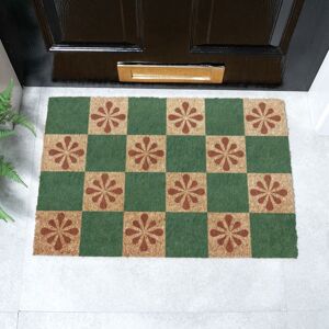 Artsy Mats Green Petal Checkerboard Coir Doormat (60 x 40cm) in Brown Size: 40 cm x 60 cm Brown 40 cm x 60 cm Artsy Mats Green Petal Checkerboard Coir Doormat (60 x 40cm) in Brown Size: 40 cm x 60 cm Brown 40 cm x 60 cm