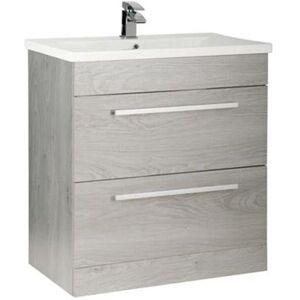Clifton Silver Oak 2 Drawer Standing Unit with Ceramic Basin 80cm Wide in Light Grey Light Grey Clifton Silver Oak 2 Drawer Standing Unit with Ceramic Basin 80cm Wide in Light Grey Light Grey