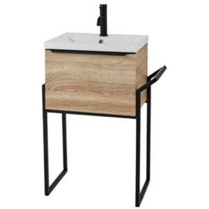 Clifton Sonoma Oak 50cm Wall Hung Drawer Unit Ceramic Basin & Frame in Light Oak Light Oak Clifton Sonoma Oak 50cm Wall Hung Drawer Unit Ceramic Basin & Frame in Light Oak Light Oak