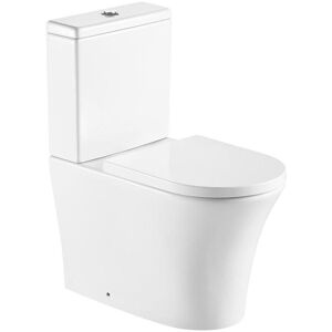 Clifton Premium CLOSED Rimless Pan BACK Toilet Set in White White Clifton Premium CLOSED Rimless Pan BACK Toilet Set in White White