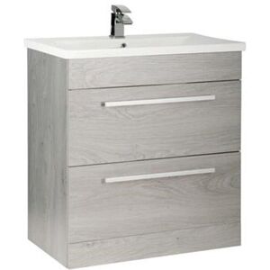 Clifton Silver Oak 2 Drawer Standing Unit with Ceramic Basin 80cm Wide in Light Grey Light Grey Clifton Silver Oak 2 Drawer Standing Unit with Ceramic Basin 80cm Wide in Light Grey Light Grey
