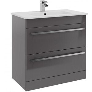 Clifton Grey Gloss Unit 2 Drawer Standing Unit with Ceramic Basin 80cm Wide Grey Clifton Grey Gloss Unit 2 Drawer Standing Unit with Ceramic Basin 80cm Wide Grey