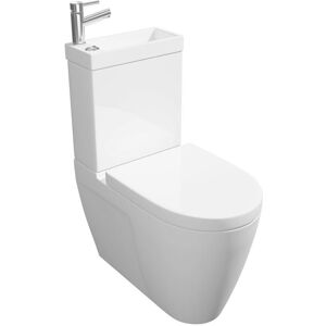 Clifton Premium CLOSED BACK COMBO Rimless Pan Toilet Set & Right Hand Basin in White White Clifton Premium CLOSED BACK COMBO Rimless Pan Toilet Set & Right Hand Basin in White White