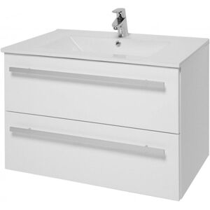 Clifton White Bathroom 2-Drawer Wall Hung Unit with Ceramic Basin 80cm Wide White Clifton White Bathroom 2-Drawer Wall Hung Unit with Ceramic Basin 80cm Wide White